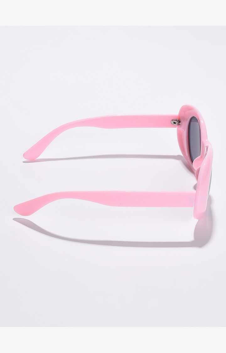 Haute Sauce By Campus Sutra Women Black Lens & Pink Oval Sunglasses With Polarised Lens