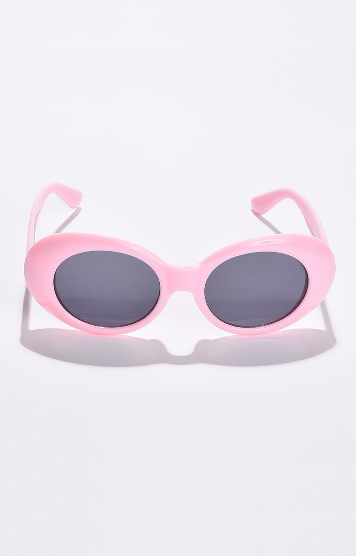 Haute Sauce By Campus Sutra Women Black Lens & Pink Oval Sunglasses With Polarised Lens