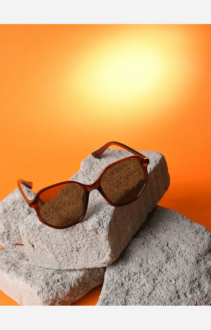 Haute Sauce By Campus Sutra Women Brown Lens & Brown Wayfarer Sunglasses With Uv Protected Lens
