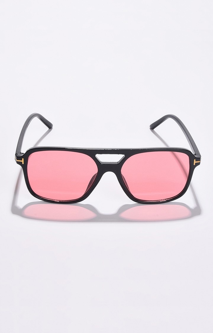Haute Sauce By Campus Sutra Women Pink Lens & Black Aviator Sunglasses With Polarised Lens