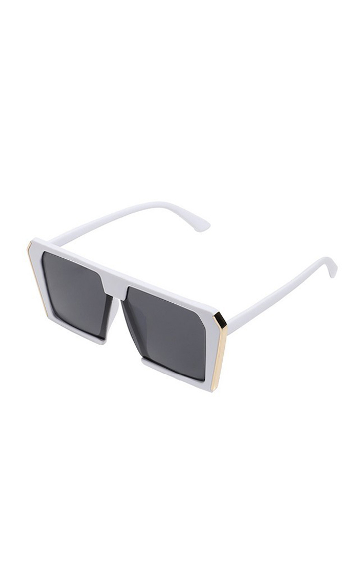 Haute Sauce By Campus Sutra Women Black Lens & White Oversized Sunglasses With Uv Protected Lens