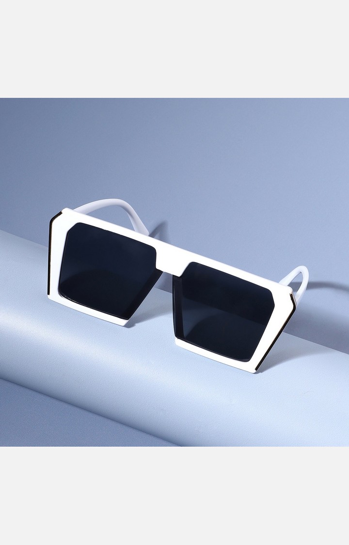Haute Sauce By Campus Sutra Women Black Lens & White Oversized Sunglasses With Uv Protected Lens