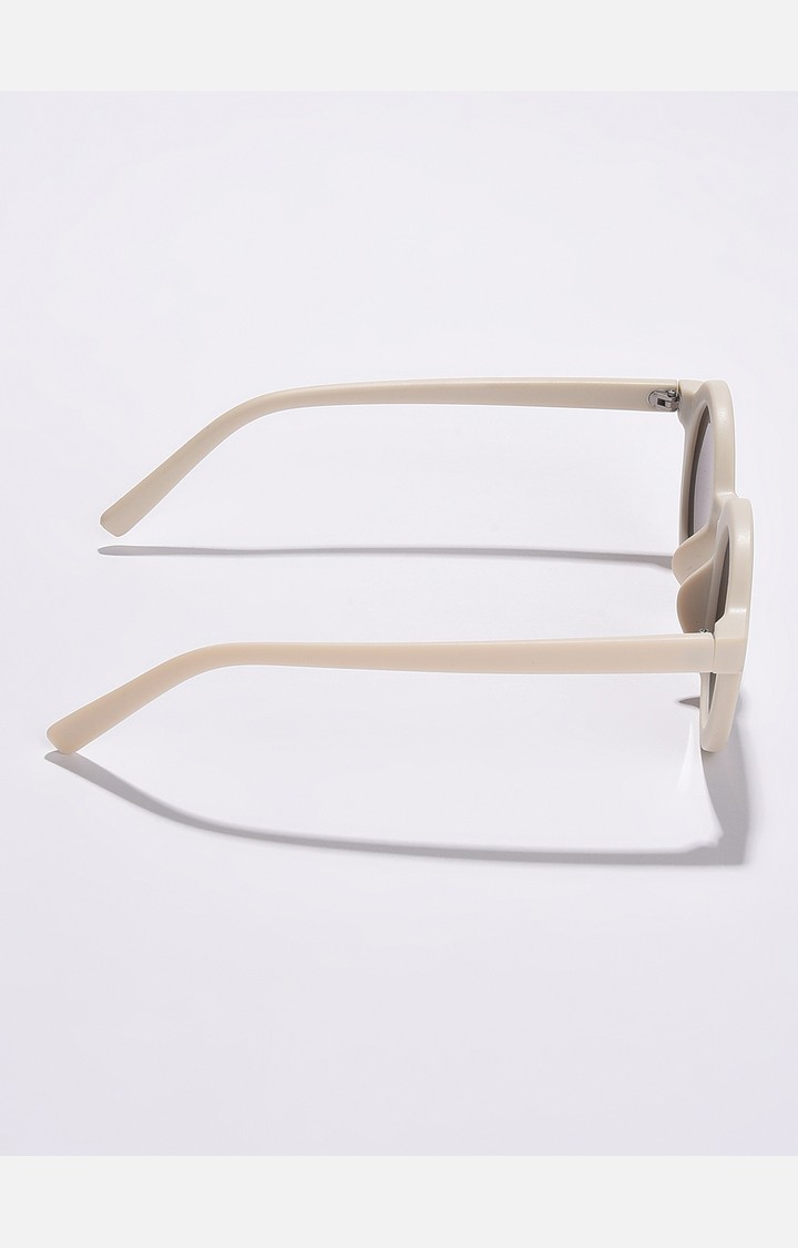 Haute Sauce By Campus Sutra Women Brown Lens & White Oval Sunglasses With Uv Protected Lens