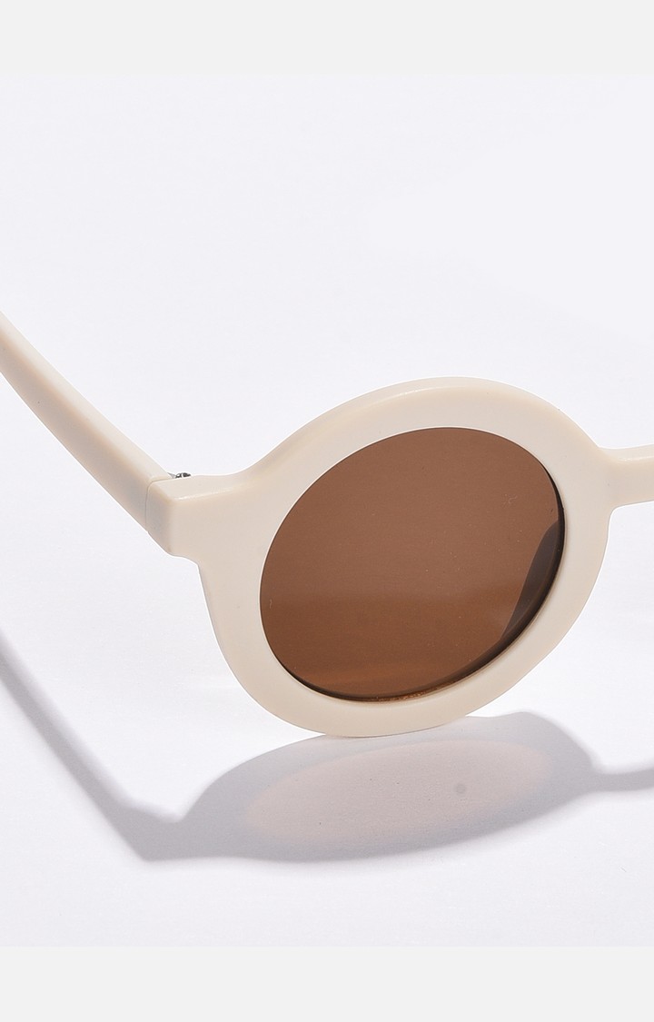 Haute Sauce By Campus Sutra Women Brown Lens & White Oval Sunglasses With Uv Protected Lens