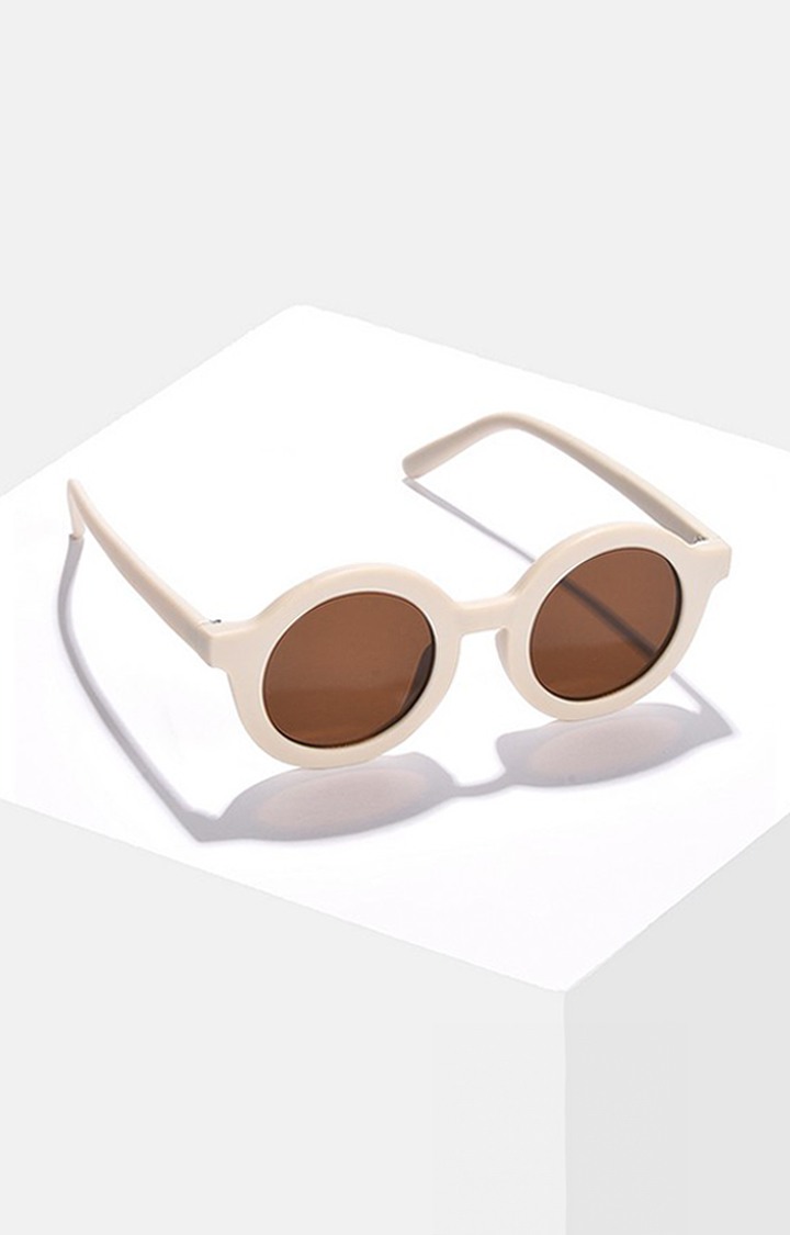Haute Sauce By Campus Sutra Women Brown Lens & White Oval Sunglasses With Uv Protected Lens