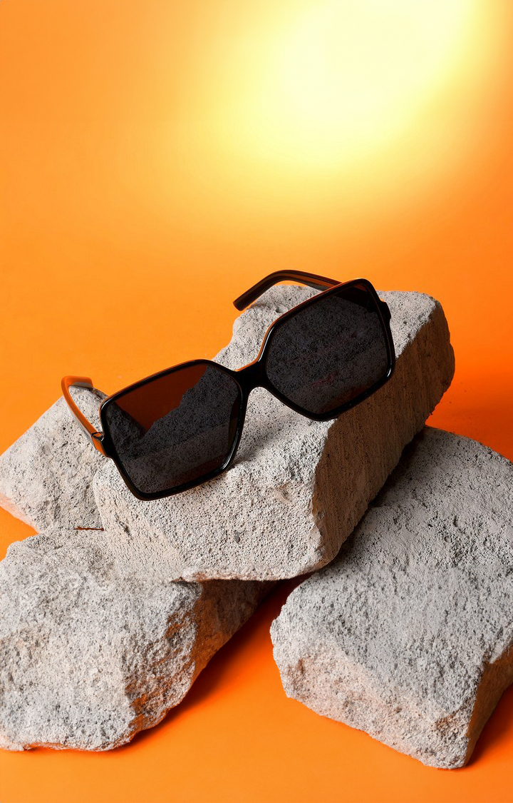 Haute Sauce By Campus Sutra Women Black Lens & Black Rectangle Sunglasses With Uv Protected Lens