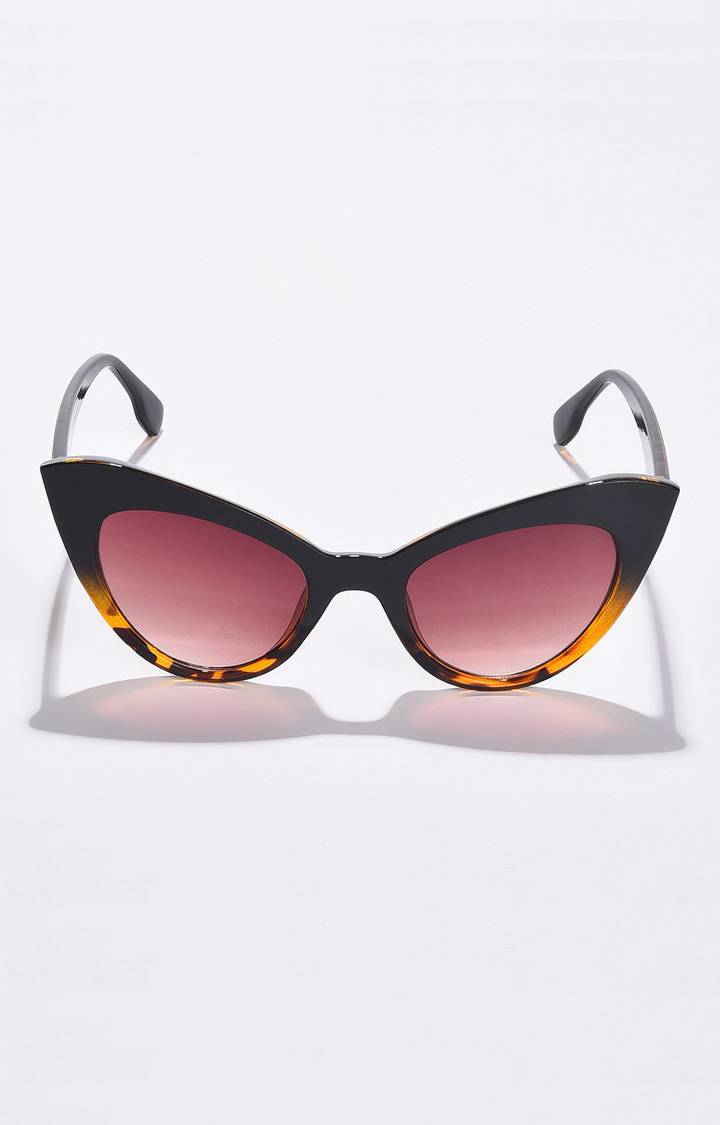 Haute Sauce By Campus Sutra Women Brown Lens & Printed Black Cateye Sunglass