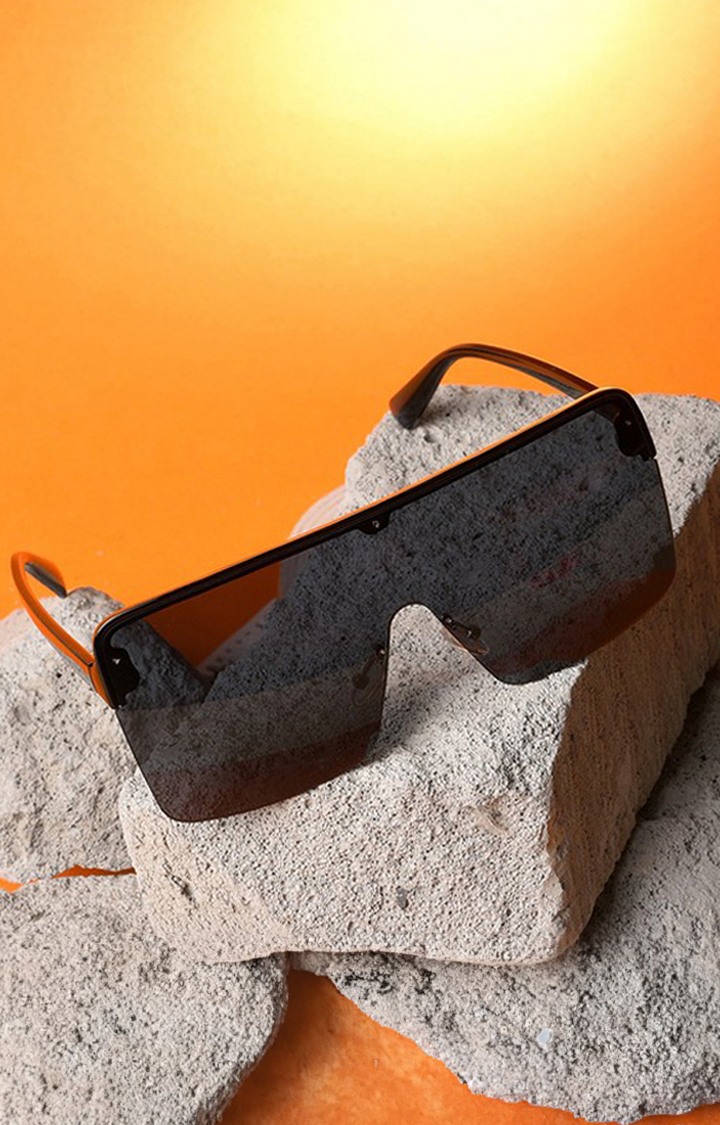 Haute Sauce By Campus Sutra Women Black Lens & Black Oversized Sunglasses With Uv Protected Lens