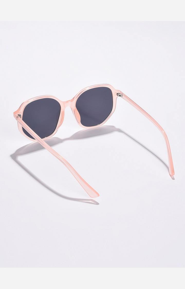 Haute Sauce By Campus Sutra Women Black Lens & Pink Oval Sunglasses With Uv Protected Lens