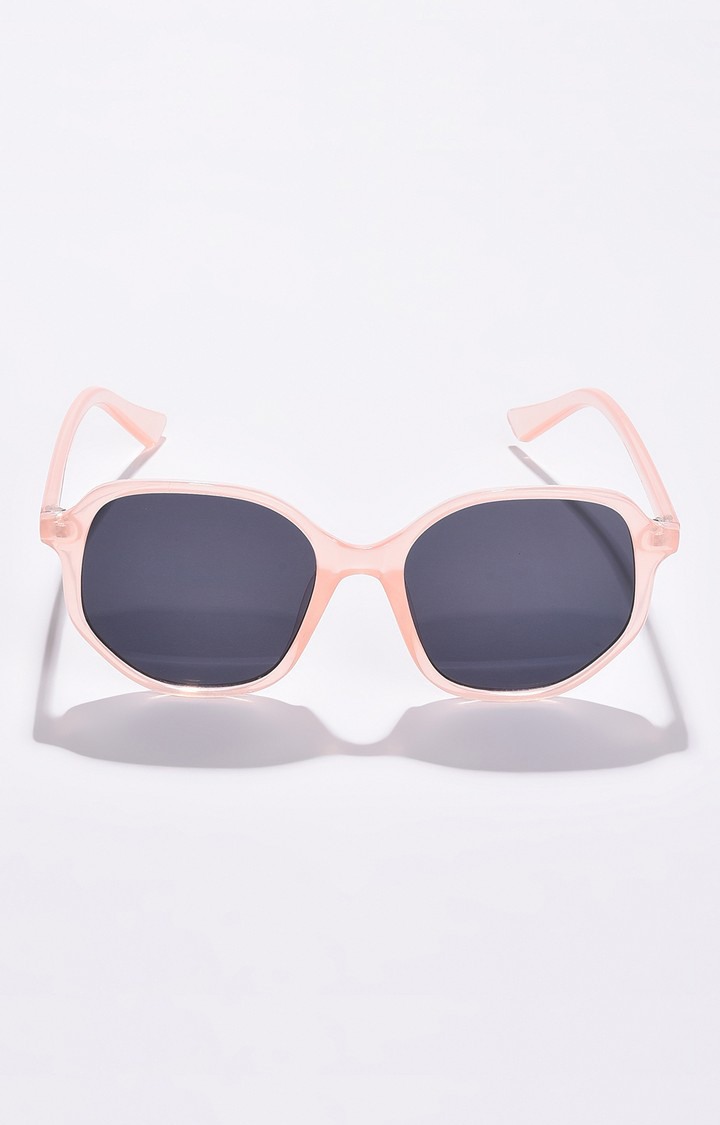 Haute Sauce By Campus Sutra Women Black Lens & Pink Oval Sunglasses With Uv Protected Lens