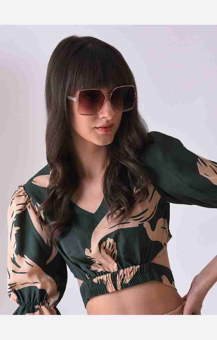 Haute Sauce By Campus Sutra Women Brown Lens & White Oversized Sunglasses With Uv Protected Lens