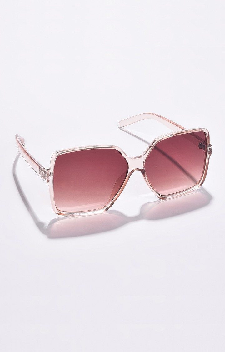Haute Sauce By Campus Sutra Women Brown Lens & White Oversized Sunglasses With Uv Protected Lens