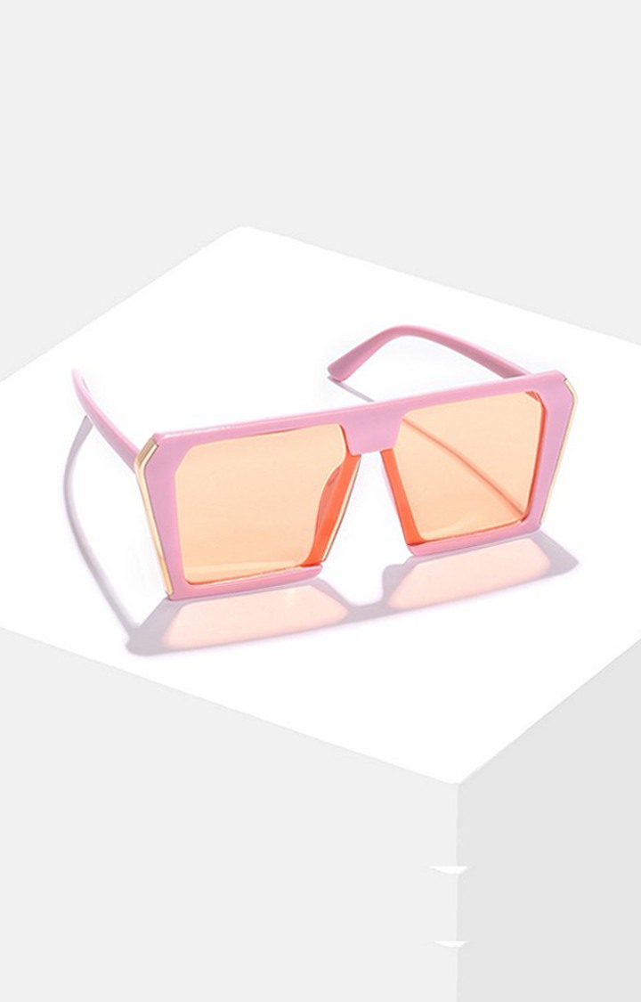 Haute Sauce By Campus Sutra Women Orange Lens & Pink Oversized Sunglasses With Polarised Lens