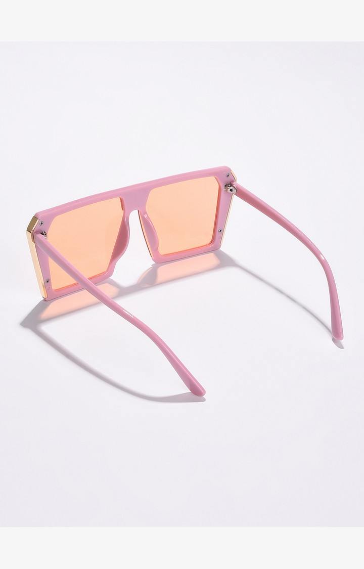 Haute Sauce By Campus Sutra Women Orange Lens & Pink Oversized Sunglasses With Polarised Lens