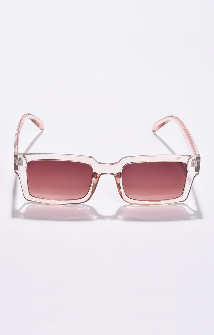 Haute Sauce By Campus Sutra Women Brown Lens & White Rectangle Sunglasses With Polarised Lens