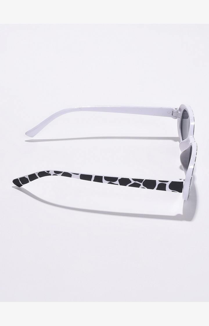 Haute Sauce By Campus Sutra Women Black Lens & White Oval Sunglasses With Uv Protected Lens