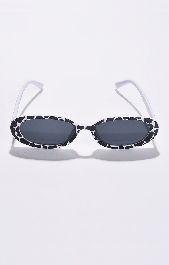 Haute Sauce By Campus Sutra Women Black Lens & White Oval Sunglasses With Uv Protected Lens
