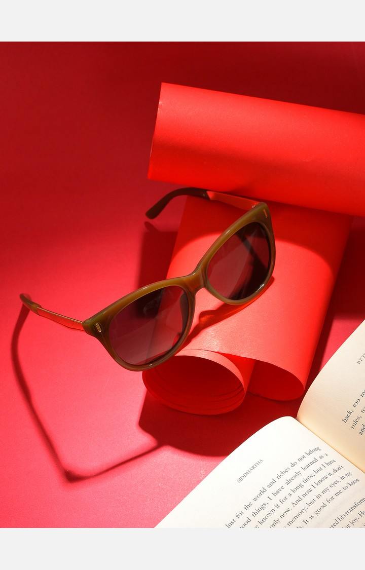 Haute Sauce By Campus Sutra Women Black Lens & Green Butterfly Sunglasses With Uv Protected Lens