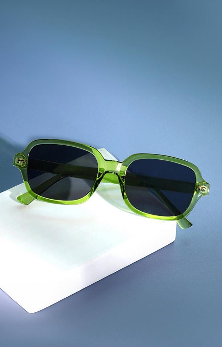 Haute Sauce By Campus Sutra Women Black Lens & Green Oval Sunglasses With Uv Protected Lens