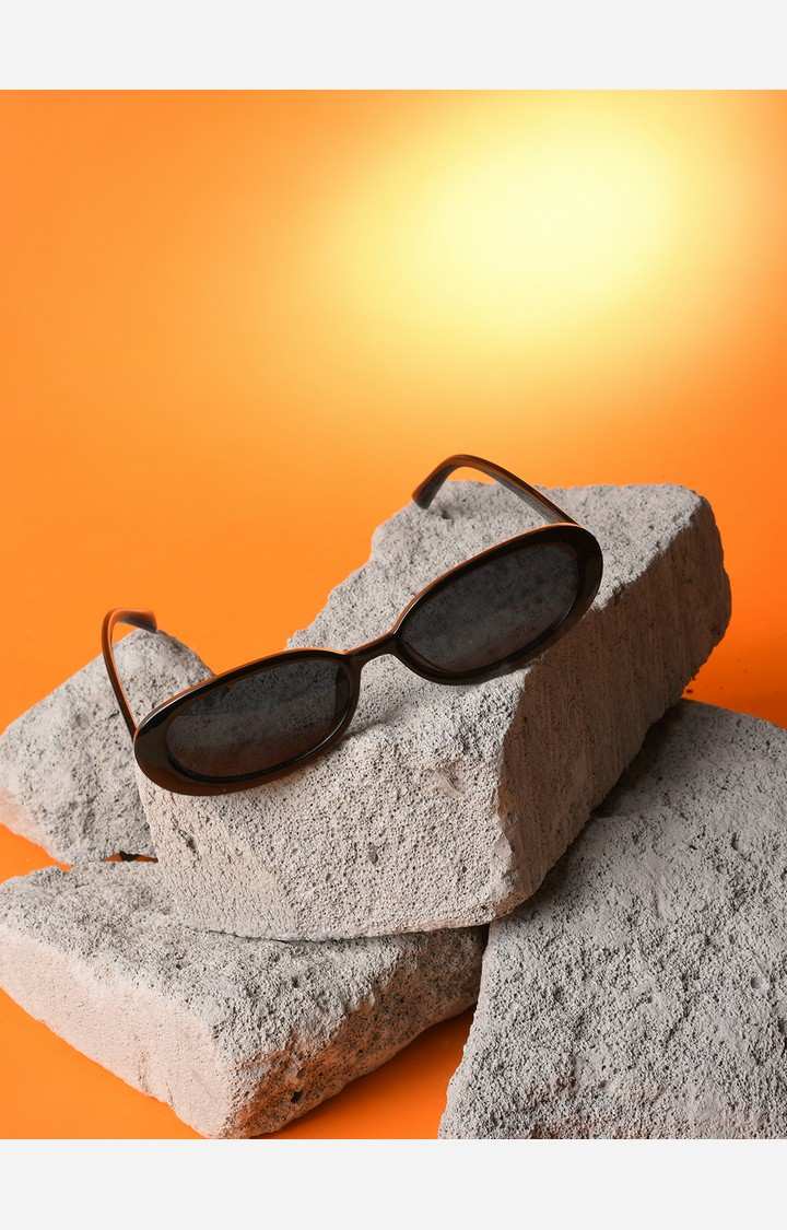 Haute Sauce By Campus Sutra Women Black Lens & Black Oval Sunglasses With Uv Protected Lens
