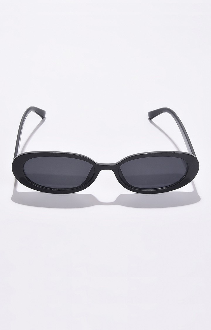 Haute Sauce By Campus Sutra Women Black Lens & Black Oval Sunglasses With Uv Protected Lens