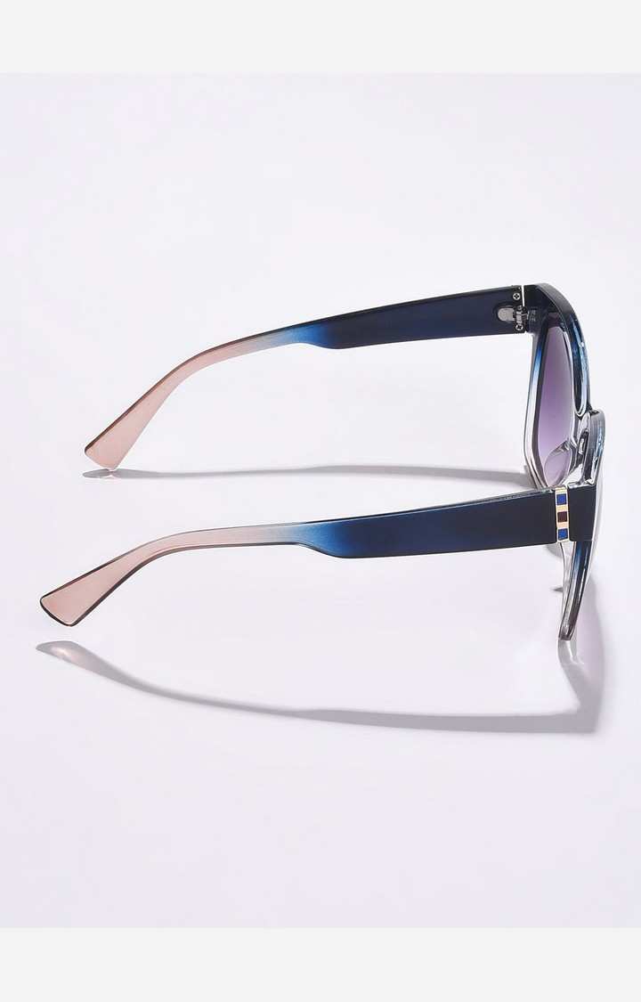 Haute Sauce By Campus Sutra Women Black Lens & Blue Cateye Sunglasses With Polarised Lens