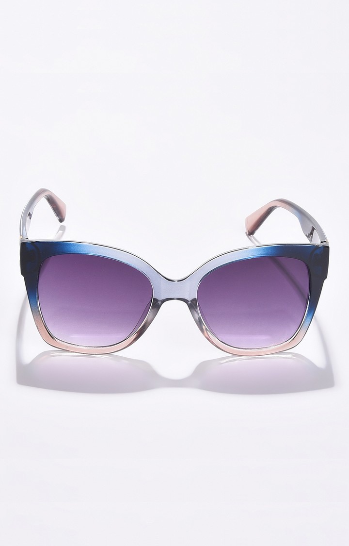 Haute Sauce By Campus Sutra Women Black Lens & Blue Cateye Sunglasses With Polarised Lens