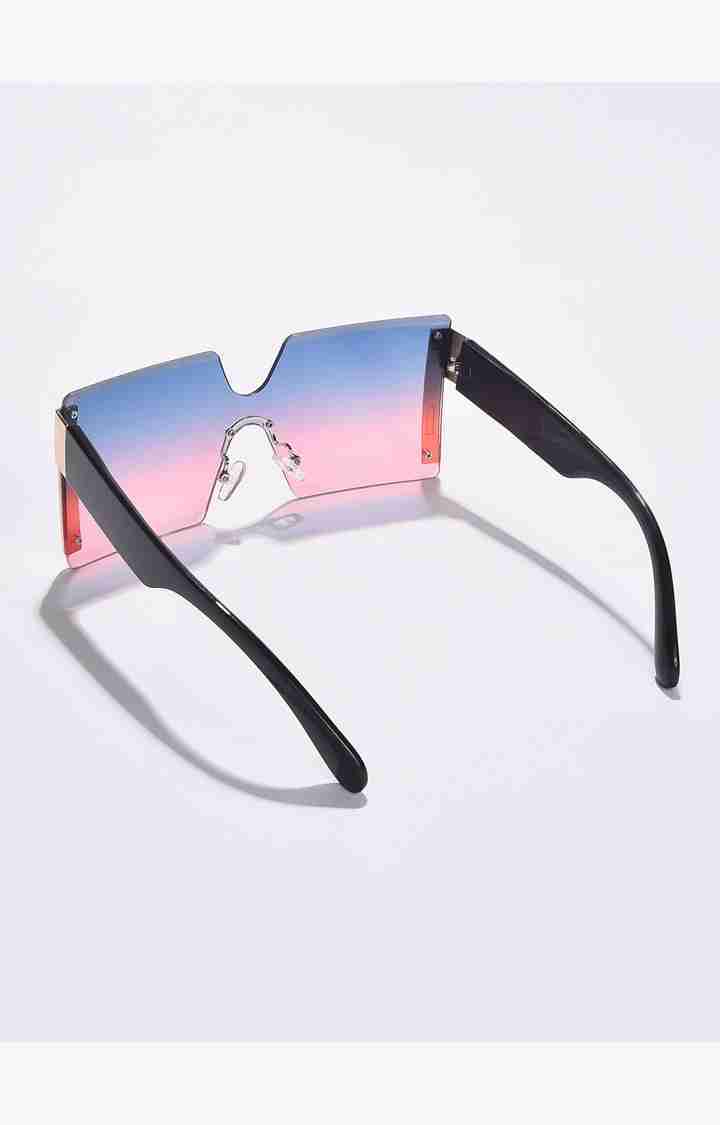 Haute Sauce By Campus Sutra Women Blue Lens & Black Oversized Sunglasses With Polarised Lens