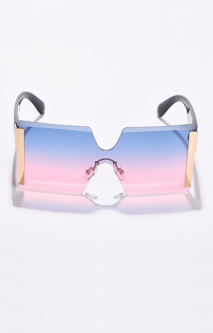 Haute Sauce By Campus Sutra Women Blue Lens & Black Oversized Sunglasses With Polarised Lens