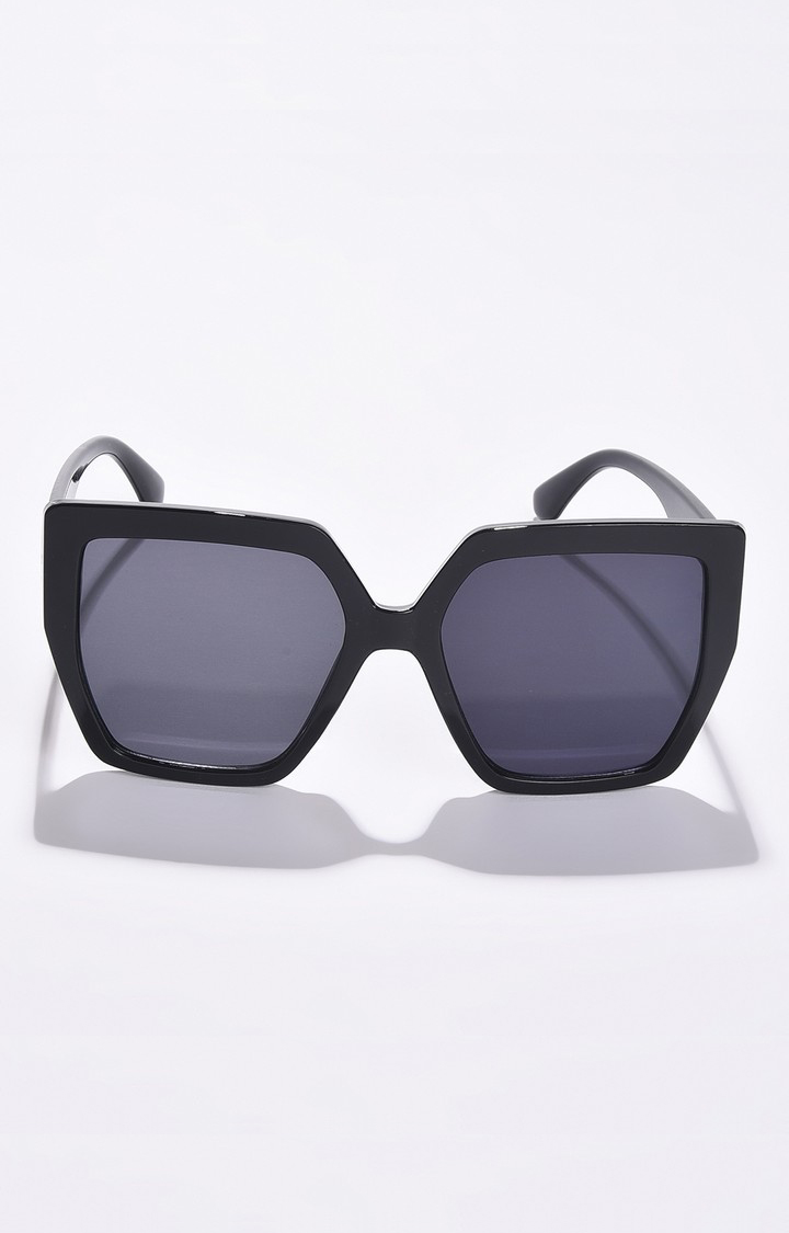 Haute Sauce By Campus Sutra Women Grey Lens & Black Oversized Sunglasses With Uv Protected Lens