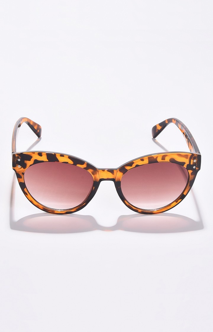 Haute Sauce By Campus Sutra Women Black Lens & Brown Cateye Sunglasses With Uv Protected Lens