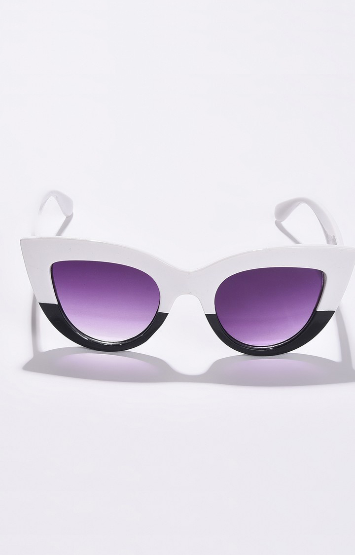 haute sauce | Haute Sauce By Campus Sutra Women Purple Lens & White & Black Cateye Sunglasses