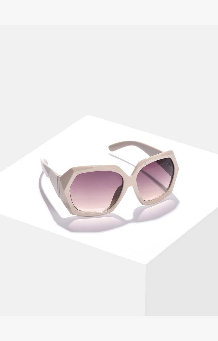 Haute Sauce By Campus Sutra Women Purple Lens & White Oversized Sunglasses With Uv Protected Lens