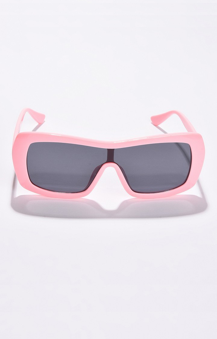 Haute Sauce By Campus Sutra Women Black Lens & Pink Wayfarer Sunglasses With Uv Protected Lens