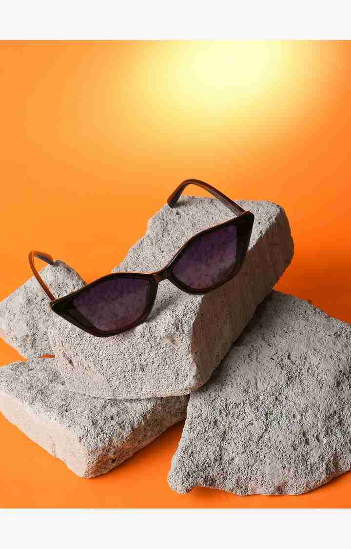 Haute Sauce By Campus Sutra Women Purple Lens & Black Cateye Sunglasses With Uv Protected Lens