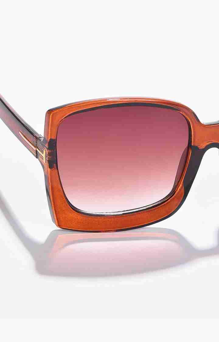 Haute Sauce By Campus Sutra Women Brown Lens & Brown Oversized Sunglasses With Uv Protected Lens