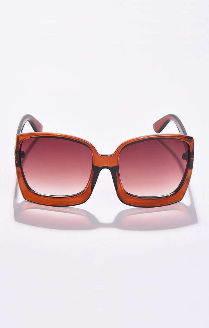 Haute Sauce By Campus Sutra Women Brown Lens & Brown Oversized Sunglasses With Uv Protected Lens