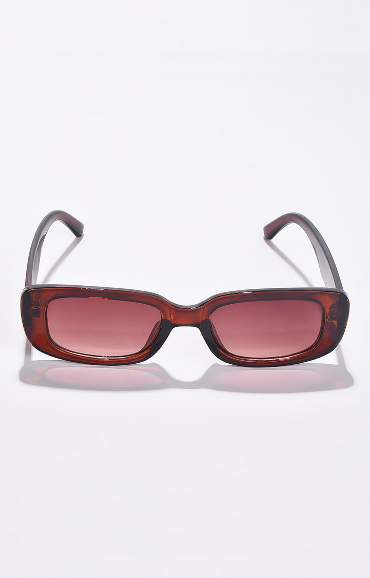 Haute Sauce By Campus Sutra Women Brown Lens & Brown Rectangle Sunglasses With Polarised Lens