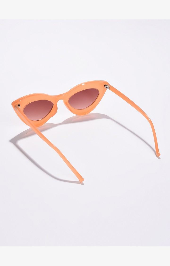 Haute Sauce By Campus Sutra Women Brown Lens & Orange Cateye Sunglasses With Polarised And Uv Protected Lens