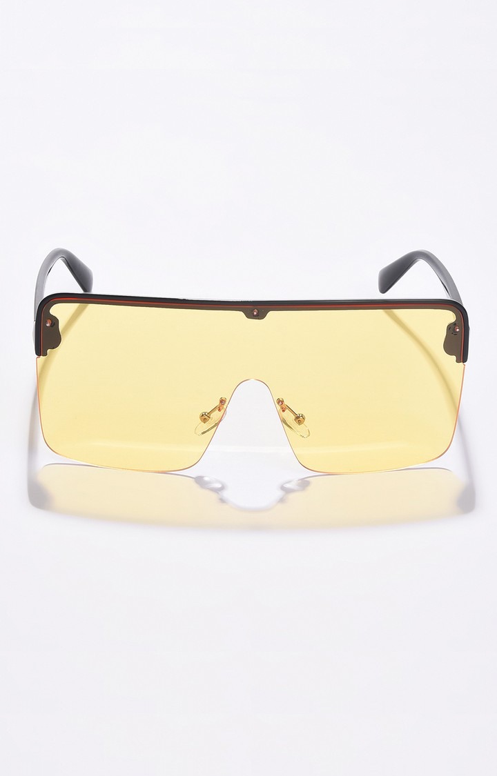 Haute Sauce By Campus Sutra Women Yellow Lens & Black Oversized Sunglasses Ss22_Hssg1194