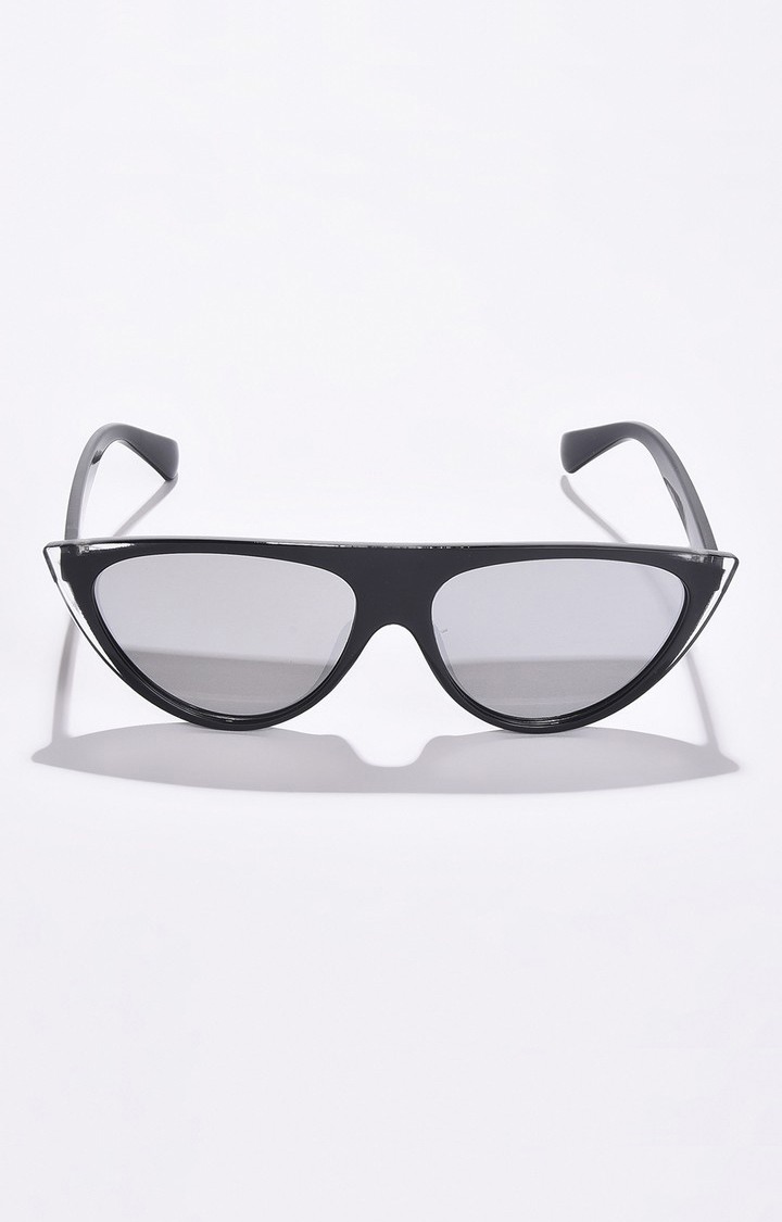 Haute Sauce By Campus Sutra Women Grey Lens & Black Cateye Sunglasses With Uv Protected Lens