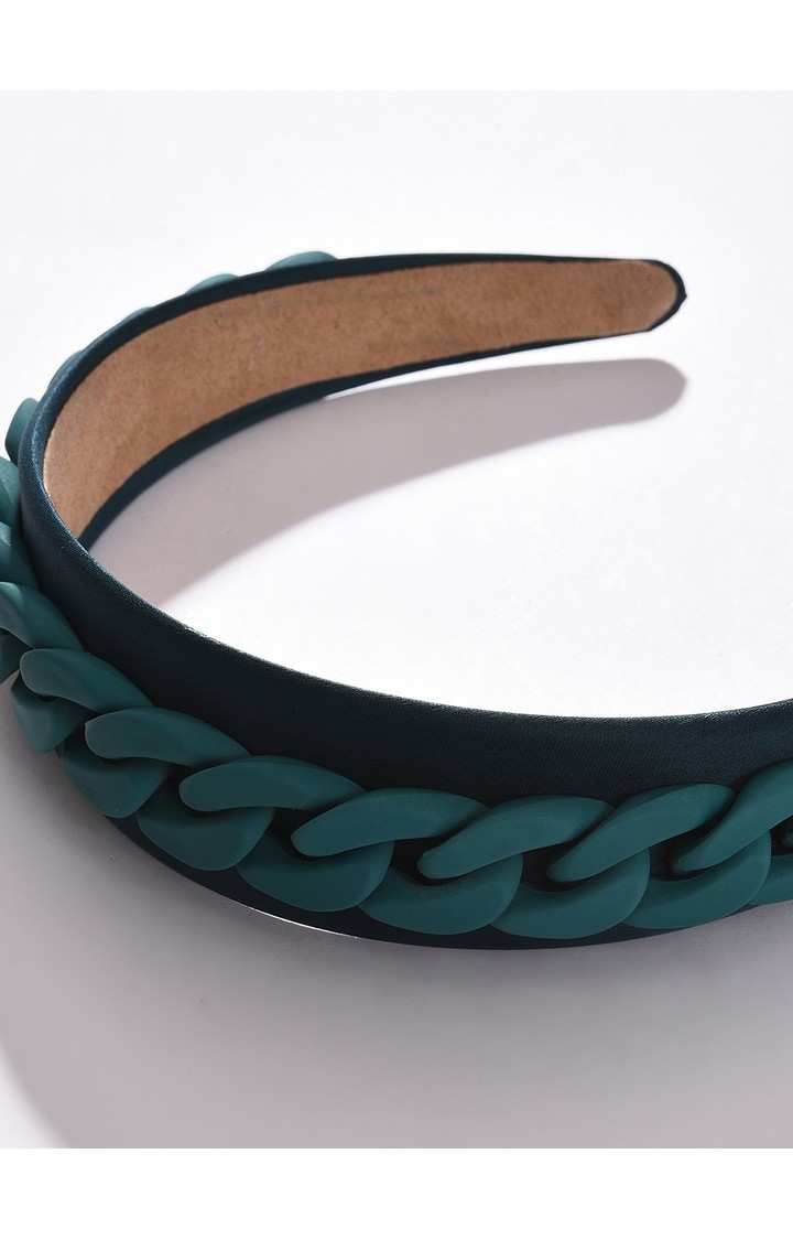 Women's Green Hair Band with Chain Detail