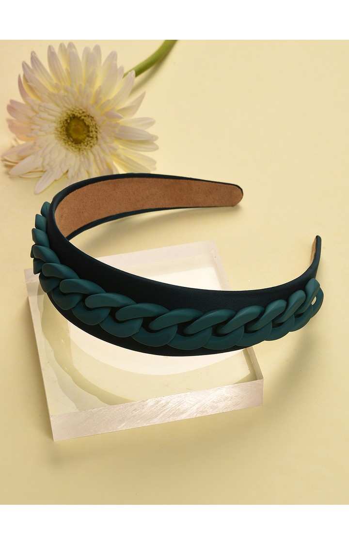 Women's Green Hair Band with Chain Detail