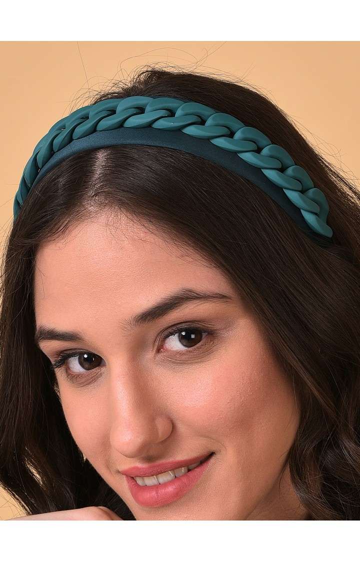 Women's Green Hair Band with Chain Detail