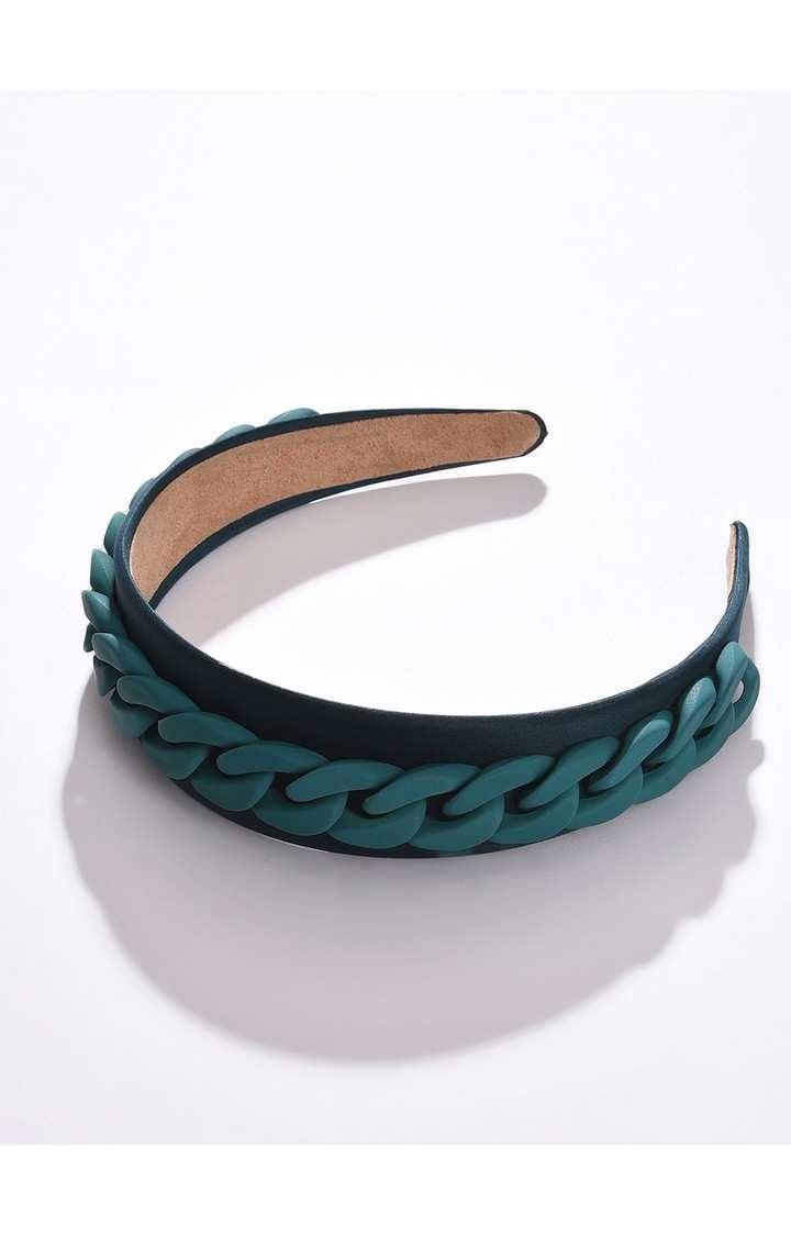 Women's Green Hair Band with Chain Detail