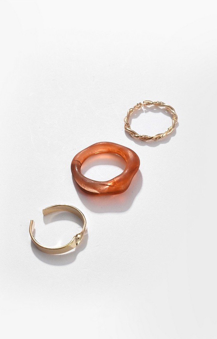SOHI Set Of 3 Gold-Plated Adjustable Finger Rings