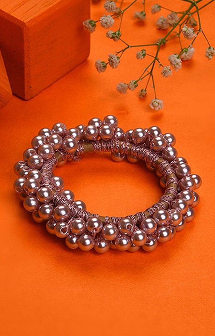 Women's Bronze-Toned Beaded Scrunchie