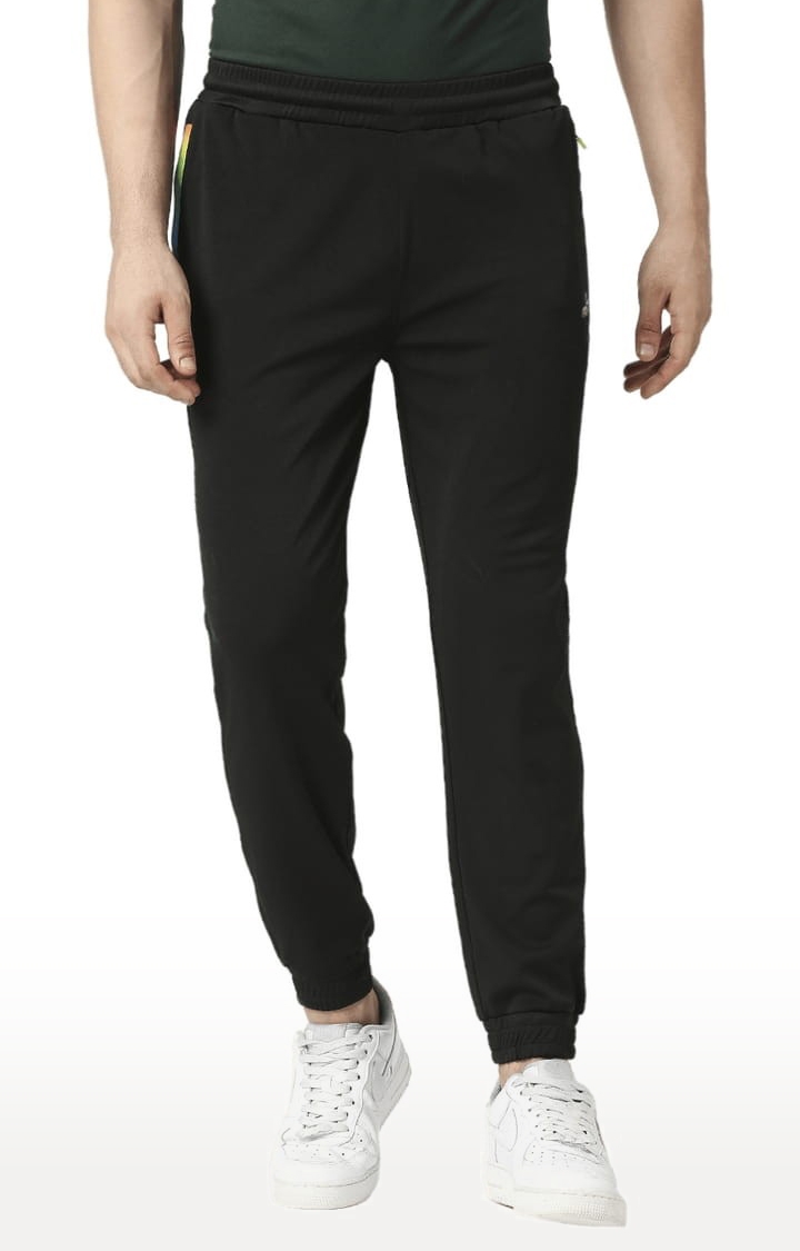 Men's Black Cotton Solid Trackpant
