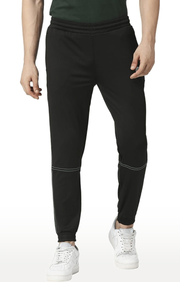 Men's Black Cotton Solid Trackpant