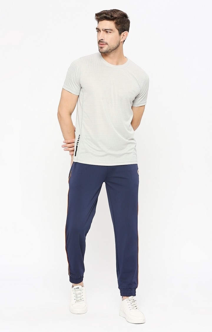 Men's Slim Fit Blue Cotton Blend Casual Joogers